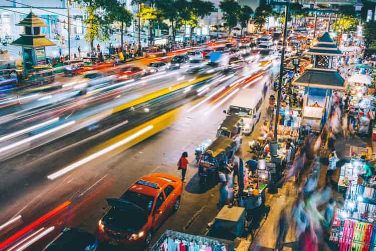 file: busy bangkok road nightlife